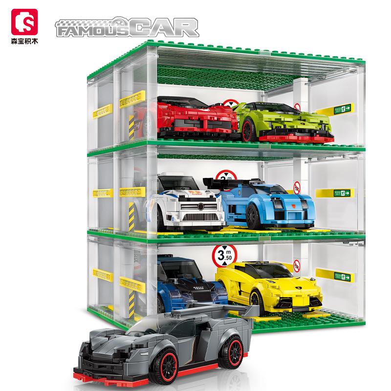 

Конструкторы Senbao, гоночный ящик для хранения, гоночная стоянка для автомобилей, собранные игрушки разноцветный