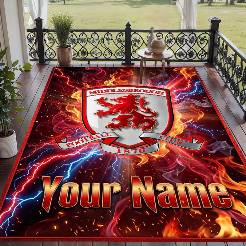 Custom Text Printed Rug Middlesbrough FC Non Slip Floor Carpet For Home Room Decor