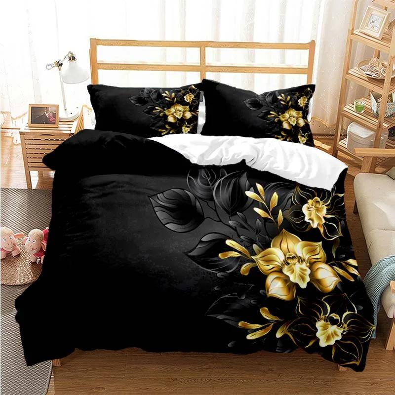 Rose Floral Duvet Cover Set Twin King Size Romantic Flowers Bedding Set Microfiber Comforter Cover For Valentine's Day Wedding