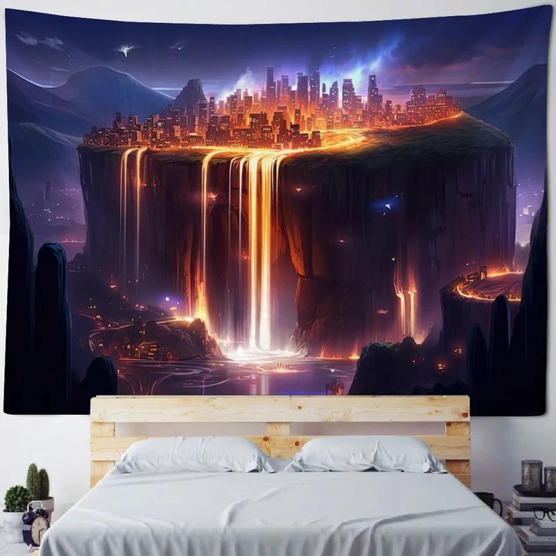 VIKAMA Waterfall Forest Tapestry Vibrant Landscape Art Decor Perfect For Living Rooms And Natural Home Settings