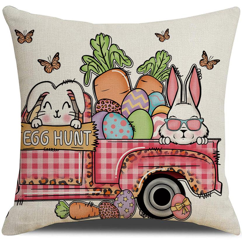 New Easter Cartoon Rabbit Pillowcase Spring Outdoor Decoration Pillow Sofa Cushion Pillow Case