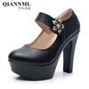 13cm Small Size 32-43 Soft Leather Platform Pumps Silver Wedding Shoes 2025 Womens Block High Heels Shoes Office Model Party