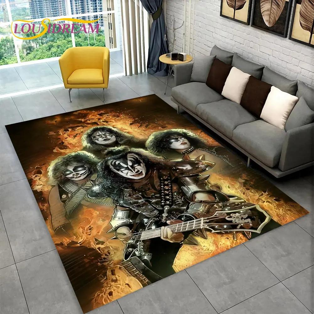 KISS Rock Band Retor Teppich, Teppich für Zuhause, Wohnzimmer, Schlafzimmer, Sofa, Fußmatte, Dekor, Küche, rutschfeste Bodenmatte Alfombra