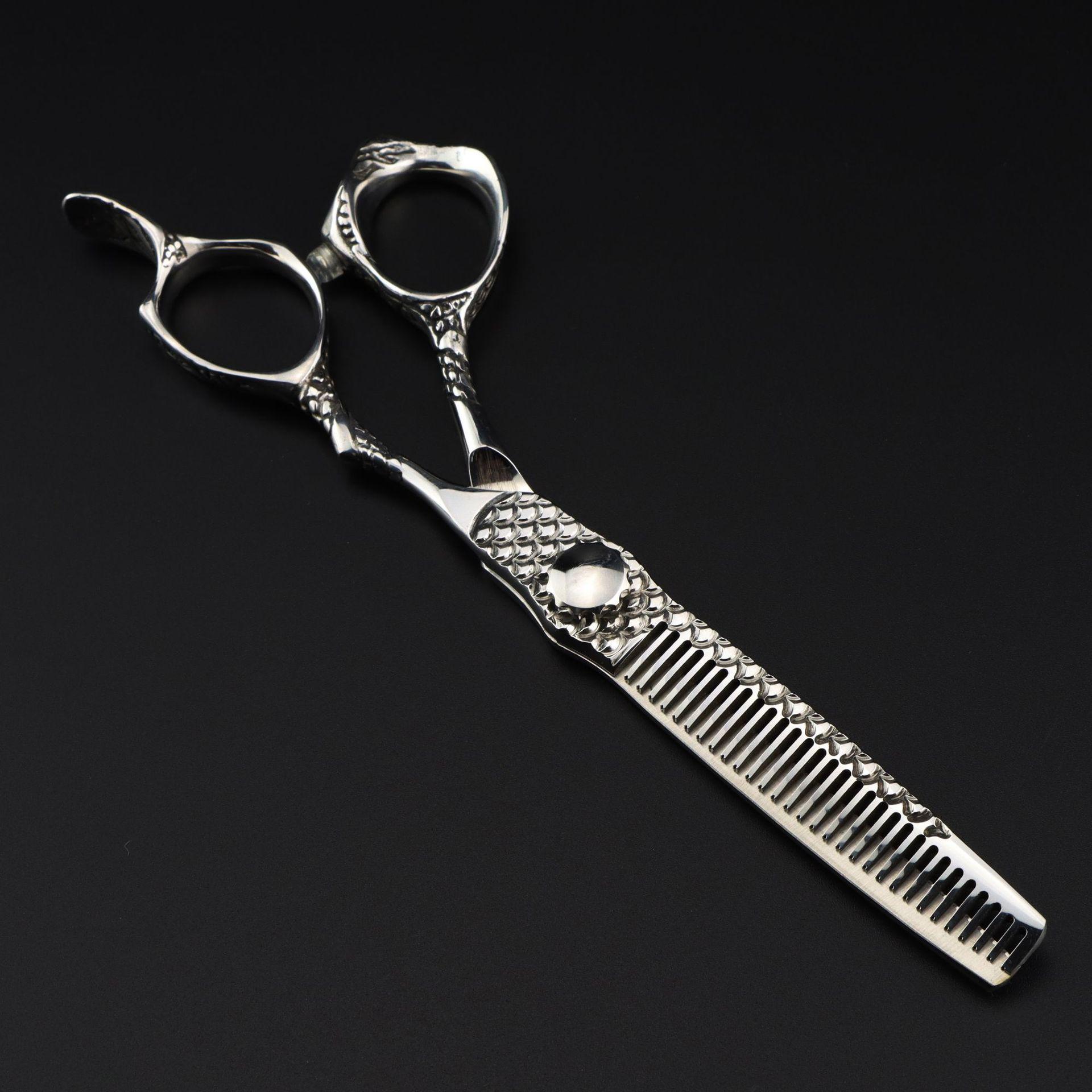 6.0 Silver Dragon Handle Hairdressing Scissors - Straight & Thinning Shears