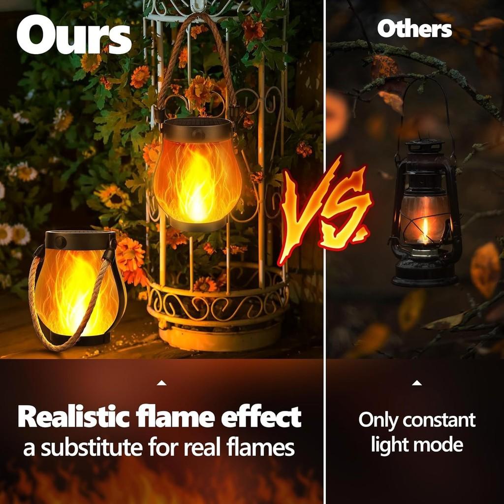Solar Flame Lanterns Outdoor Decor Led Rope Light For Camping And Garden