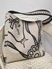 Linen Large Capacity Canvas Tote - Natural Woven Cloth Bag with Totem Design