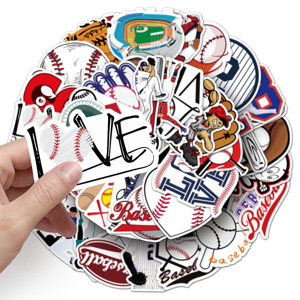 50-Piece Baseball Sports Luggage & Laptop Stickers - Trendy Graffiti Designs for Cars & Décor