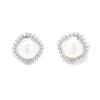 New Fashion Natural Freshwater Pearl Geometric Earrings Stone Inlaid Exquisite Temperament Silver Ear Piercing Ear Clip Ear Ornament for Women