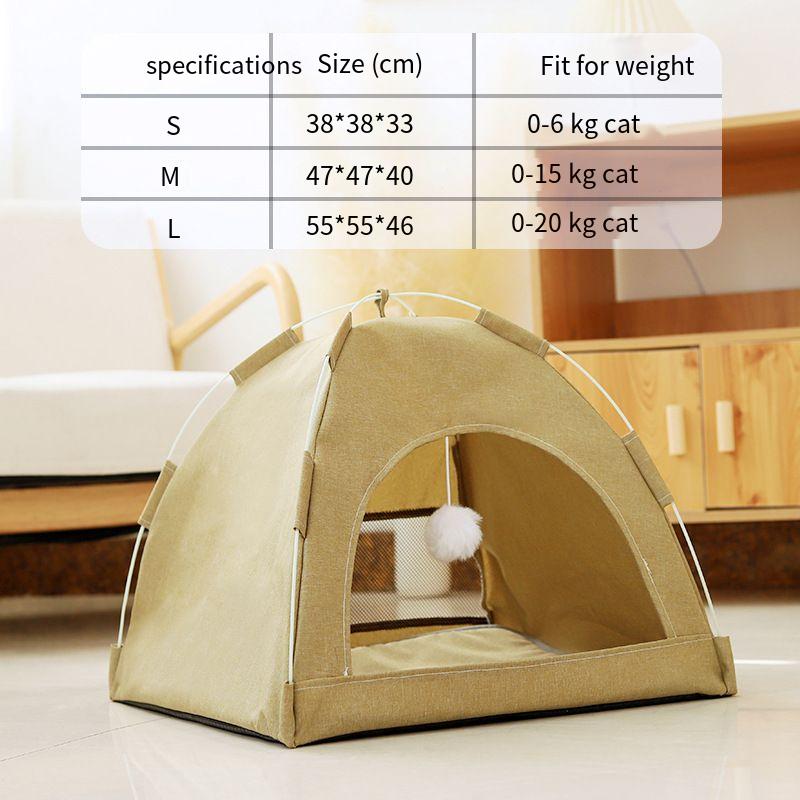 Breathable Felt Cats Tent with Interactive Toy Foldable Pets Cave Bed Four Seasons Universal Cat House for Indoor Cats & Kittens