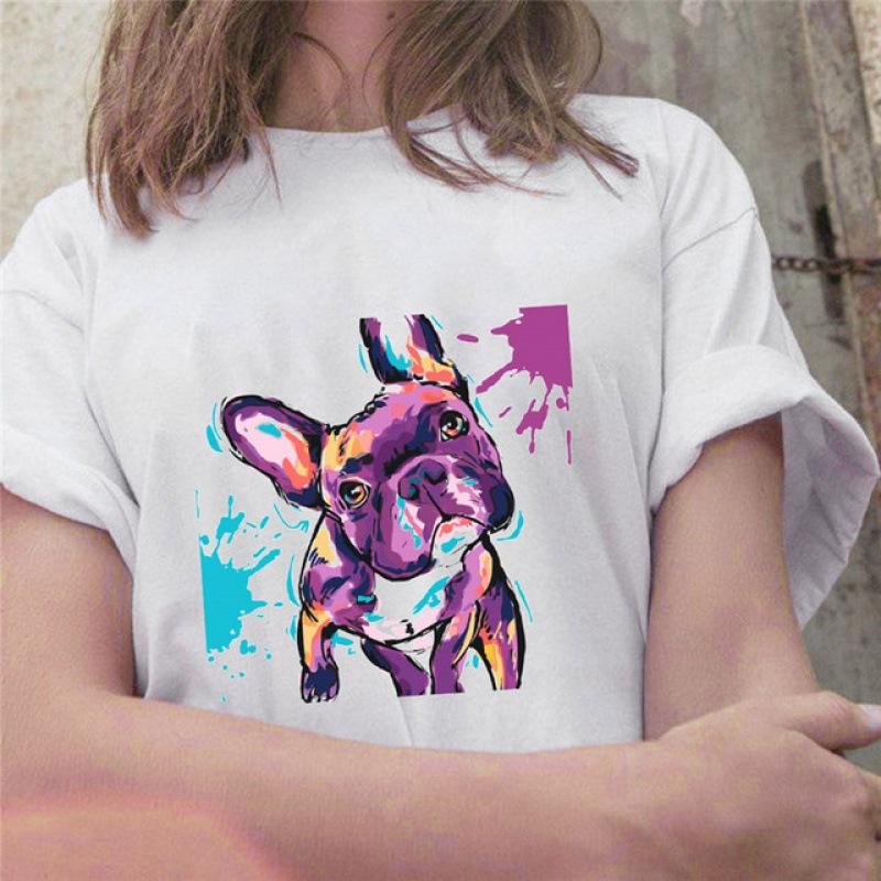 Women'S Painted Dog, Printed Fashion Women'S T-Shirt Casual Top Women'S