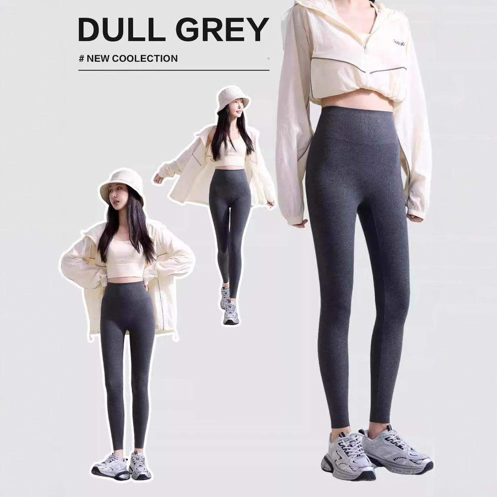 New women's solid color yoga sports high waist 9-point leggings cotton large size outer wear autumn and winter modal