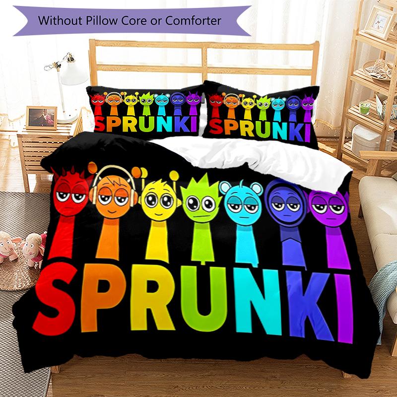 3pcs Sprunki Game3 Pattern Bedding Set Duvet Cover Set Includes Duvet Cover &pillowcases, Perfect All Season Bedroom Decoration & Gift