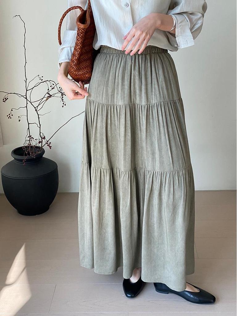 Non-returnable: Korean Style Pleated Long Skirt - Versatile Women's Niche Design