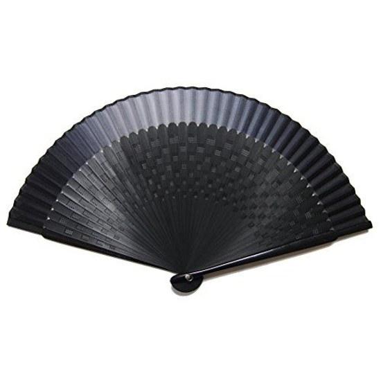 Handmade fan craftsman gentlemans short silk bone color black dye 22cm 40 ribs middle laser processing checkered pattern 169004.