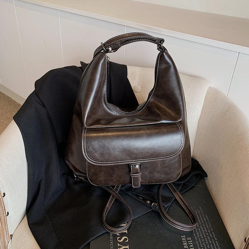 

Супер ретро рюкзак женский осень и зима 2025 новый трендовый модный корейская версия сумка-тоут универсальный рюкзак большой вместимости No specification кофейный