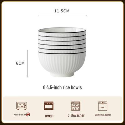 ZISIZ Nordic Ceramic 4.5-inch Round Bowl Set (6 Pcs)