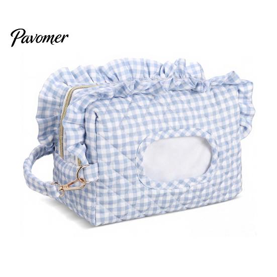 Travel Stroller Storage Bag Quilted Diaper Wipes with Hanging Strap, Dual Compartment Zipper Large Capacity Baby Portable Bag, Dispenser for