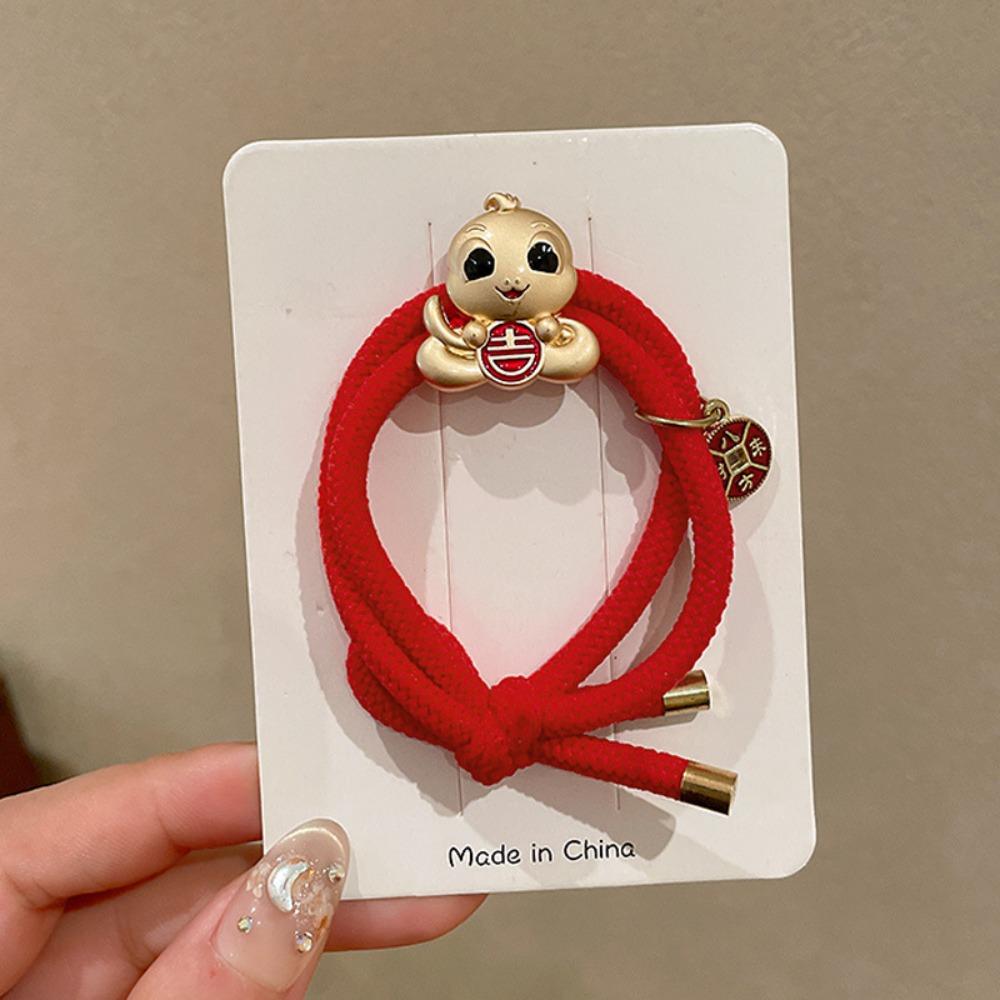 Zinc Zinc Alloy Snake Year Hair Ring Rhinestone Chinese Style Bracelet Fashion New Year Hair Rope Festival