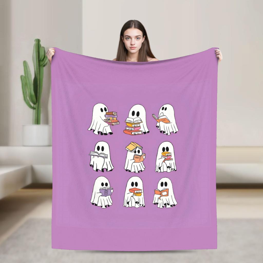 Ghost Reading Blanket Quality Warm Soft 2025 New Halloween Throw Blanket Winter Kid Adult Couch Chair Sofa Bed Fashion Bedspread