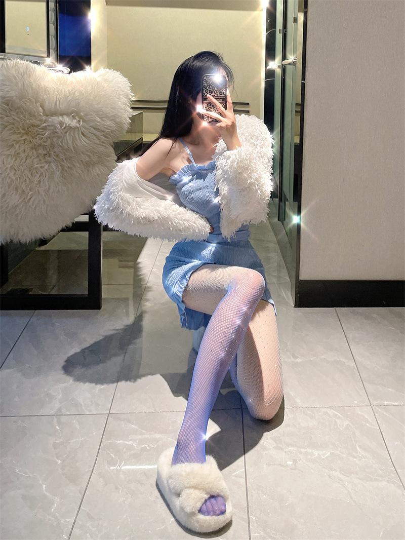 Hot Sale Hollow Out Summer Women Sexy Net Pantyhose Rhinestone Gradient Fishnet Stocking One Size