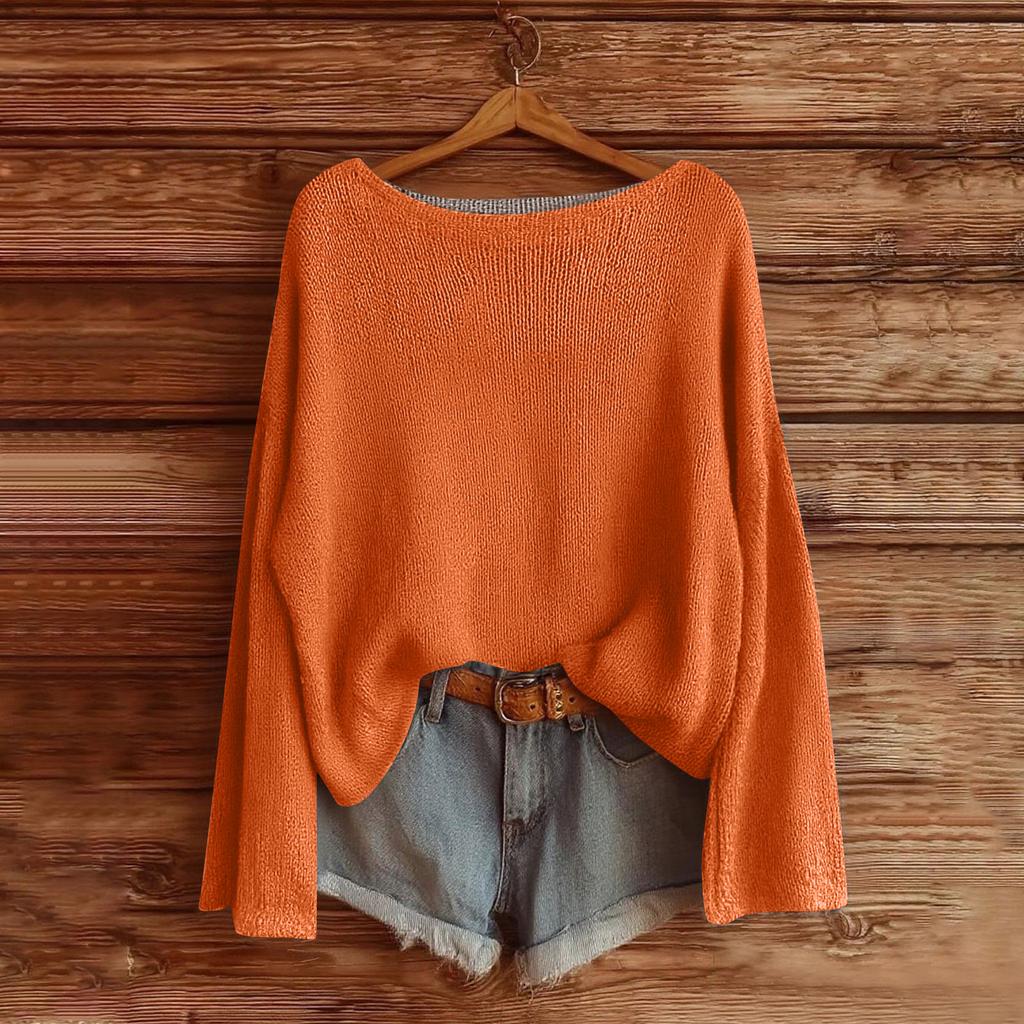 Mikiny pro ženy Pletený svetr Roztomilá košile Podzimní svetr s výstřihem