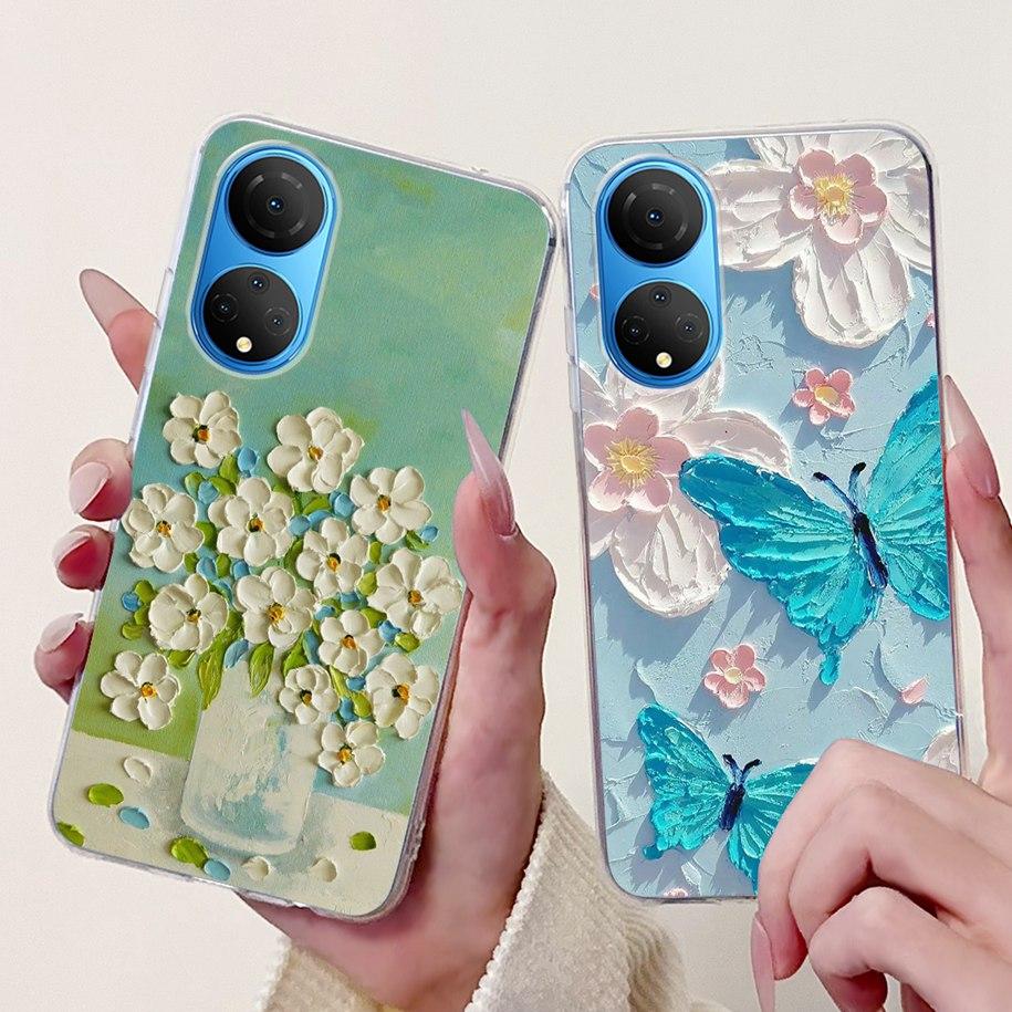 For Honor X7 2022 Case CMA-LX2 CMA-LX1 CMA-LX3 Shockproof Cover Fashion Butterfly Soft Phone Case For HonorX7 X 7 HonorX7 Bumper