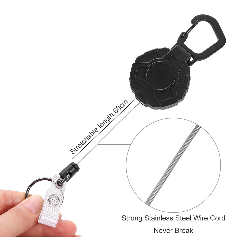 Badge Holder ID Lanyard Keychain Retractable Key Ring ID Card Holder Easy-to-pull Buckle Badge Reel