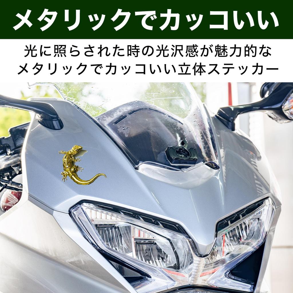 HAMILO 3D Sticker Lizard Car Bike Dress Up Strong Adhesive Easy Installation Set of 2 (Gold)