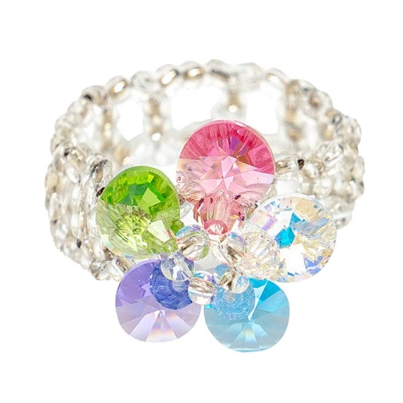 

Интернет-знаменитости Ins, прекрасный цветок с кисточкой, красочный кристалл, эластичное кольцо, красочные бусины, эстетическое кольцо для женщин и девочек 1