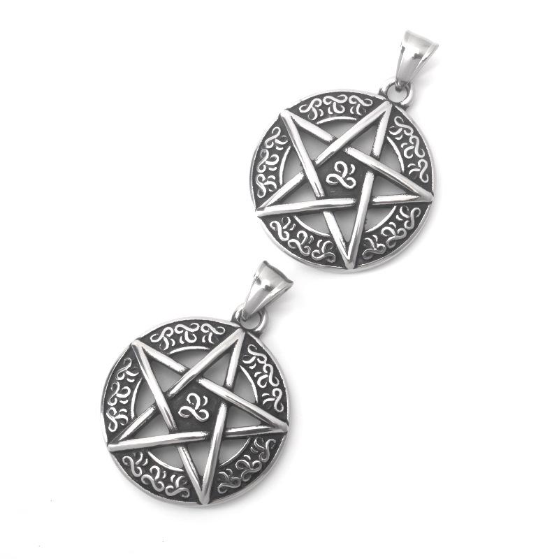 Viking Pentagram Stainless Steel Pendant Necklace for Men & Women - Rock, Punk, Hip Hop Style