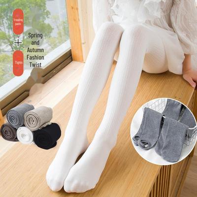 Mädchen Frühling & Herbst Einfarbig Gedrehte Leggings mit Steg Baumwoll-Tanzsocken