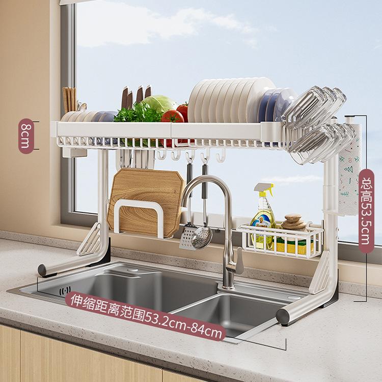 Portaoggetti da Cucina in Acciaio Inossidabile Portaposate Porta Lavello Tagliere da Banco Scolapiatti per Utensili Organizzatore da Cucina