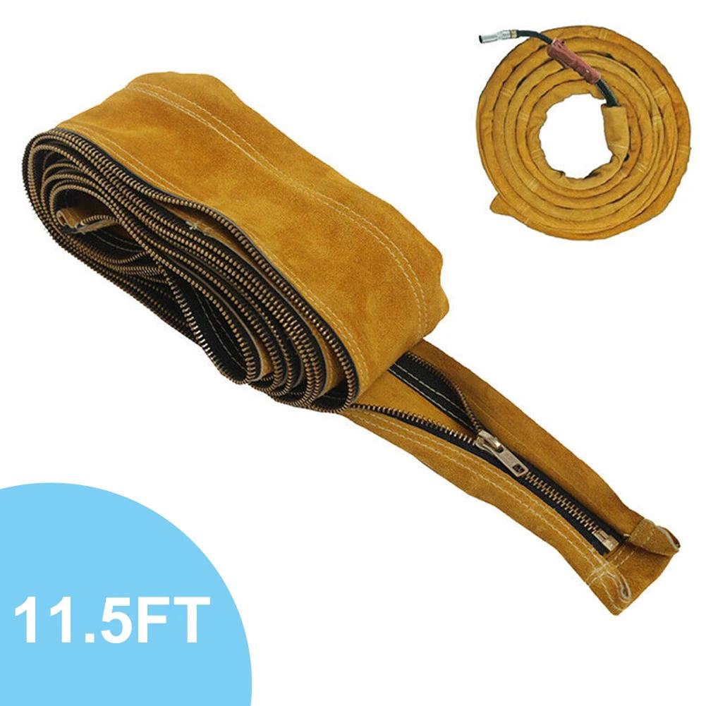 TIG MIG Welding Torch Hose Leather Cover Double Layer Calfskin Cable Protector 11.5ft/25ft 10.5 cm/4 inch Width