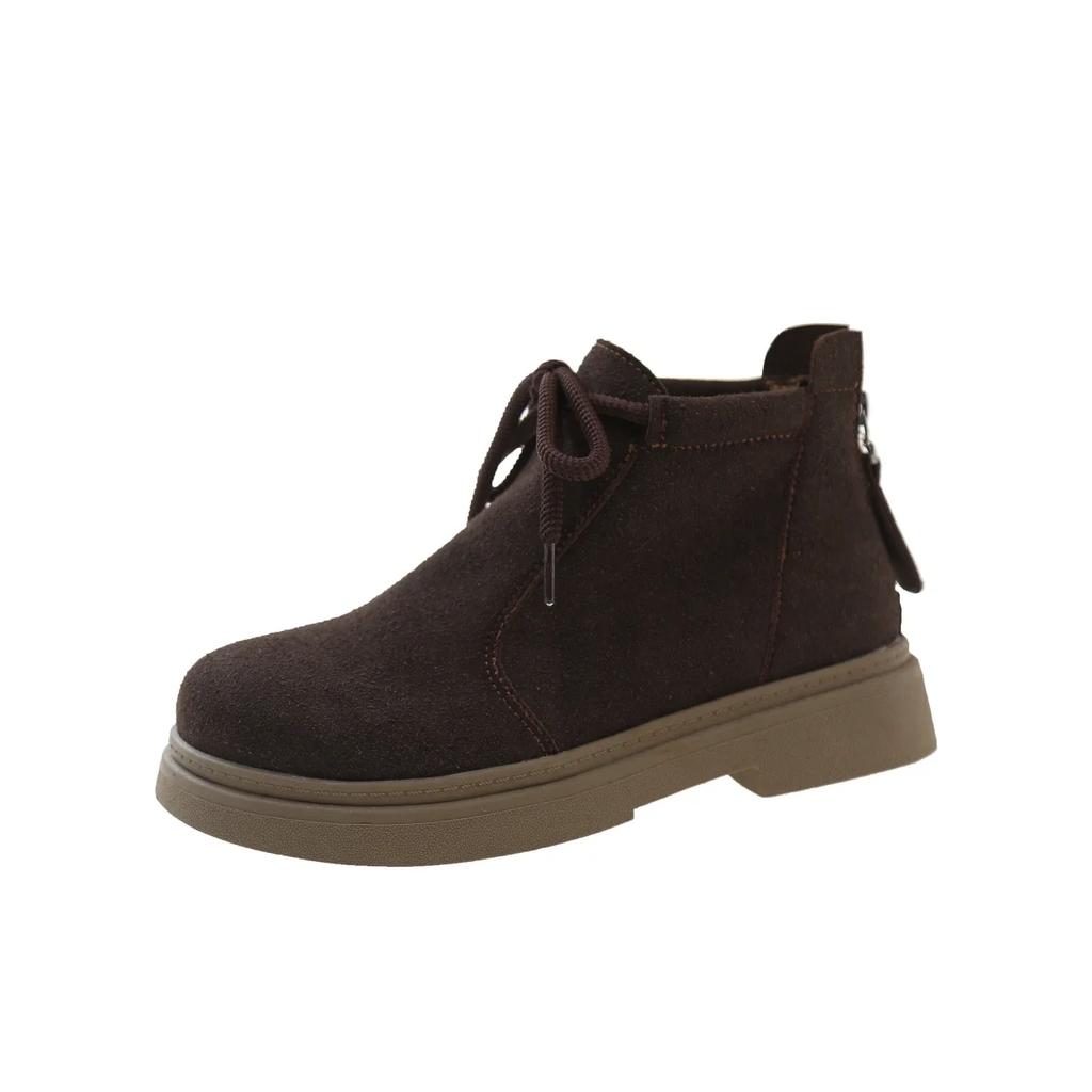 Fashion New Solid Color Women's Boots Lace-up Autumn Winter 2024 Hot Sale Fashion Back Zipper Wear Resistant Outdoors Shoes for Women