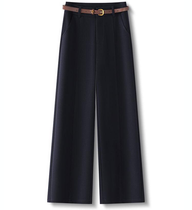 Premium Coffee Wool Wide-Leg Women's Pants - New 2025 Autumn/Winter High-Waisted Slimming Loose Fit, Plus Velvet Thick Straight-Leg.