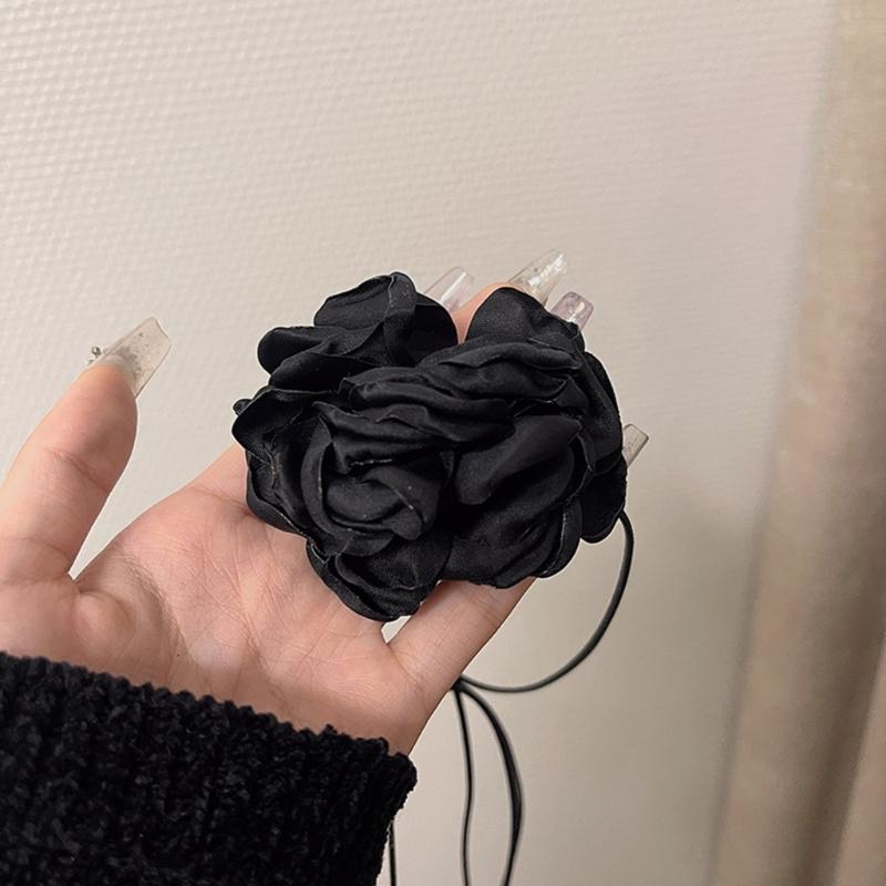 Flower Collar Choker Necklace Soft Fabric Flower Choker Tie Fabric Flower Chokers Cloth Accessories for Women Teen Girls