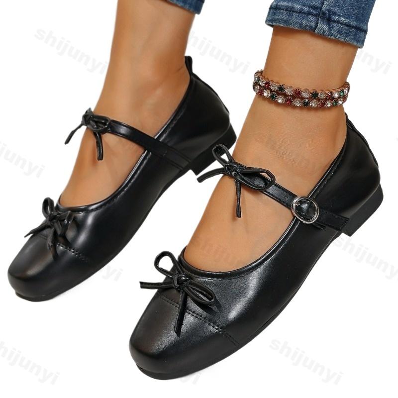 Fashion Elegant Bow Design Shallow Mouth Casual Mary Jane Shoes Women's 2025 New Autumn Soft Soled Comfortable Fashion Flat Single Shoes