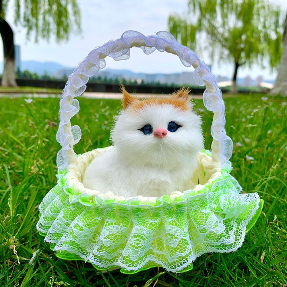 Plastic Flower Basket Cat Simulation Cat Toy Cute Cat Ornament