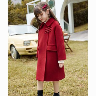 Fashionable Red Coat for Girls, Loose Cotton-padded Overcoat for Children Autumn and Winter
