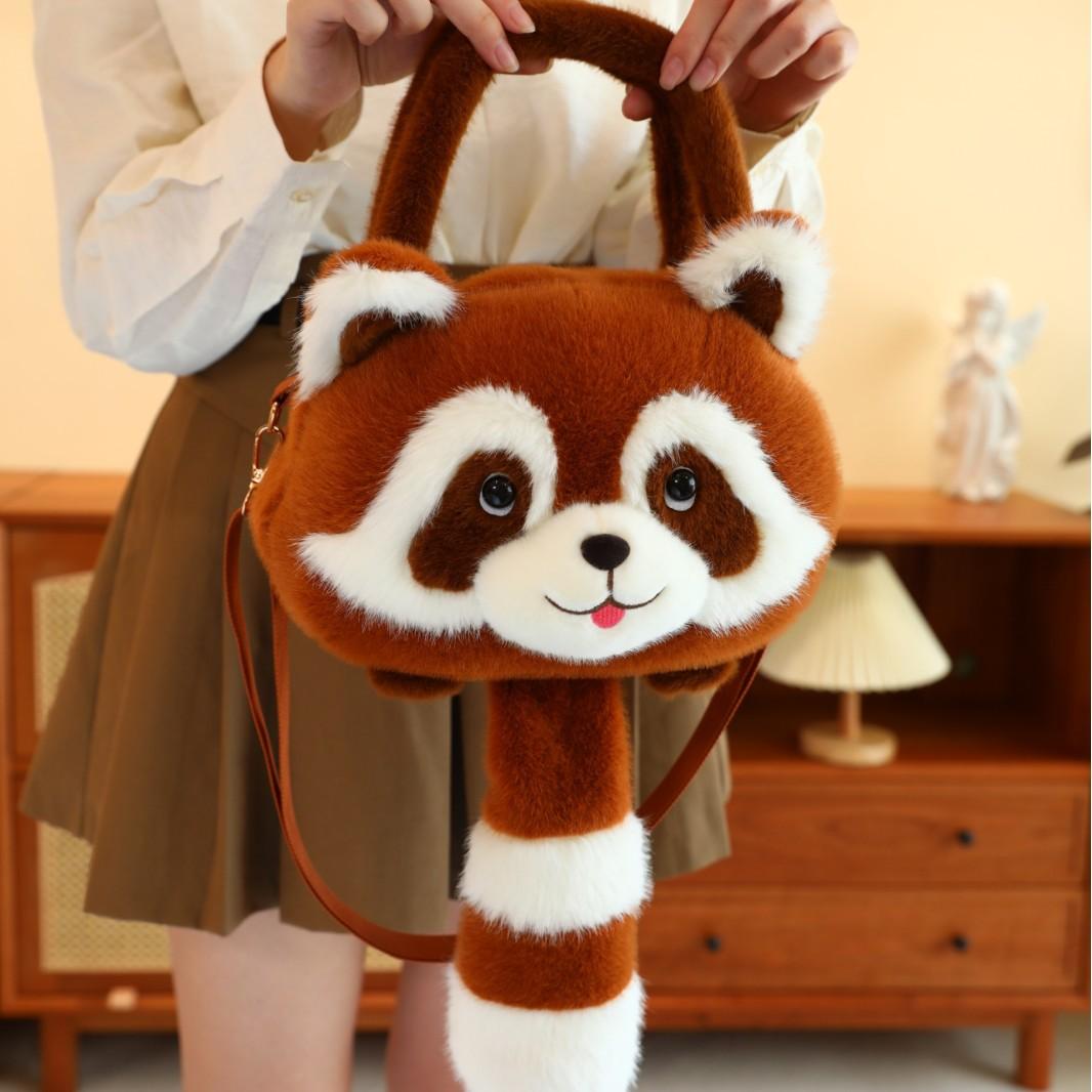 

Plush Animal Raccoon Backpack Lightweight Single Shoulder Crossbody Gift Bag 20*33cm