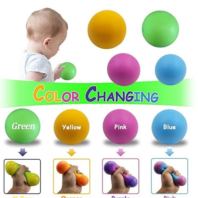 Soft Elastic Squeeze Toy 4PCS with Color Changing for Hand Relaxation and Daily Stress Management Adult Student Use