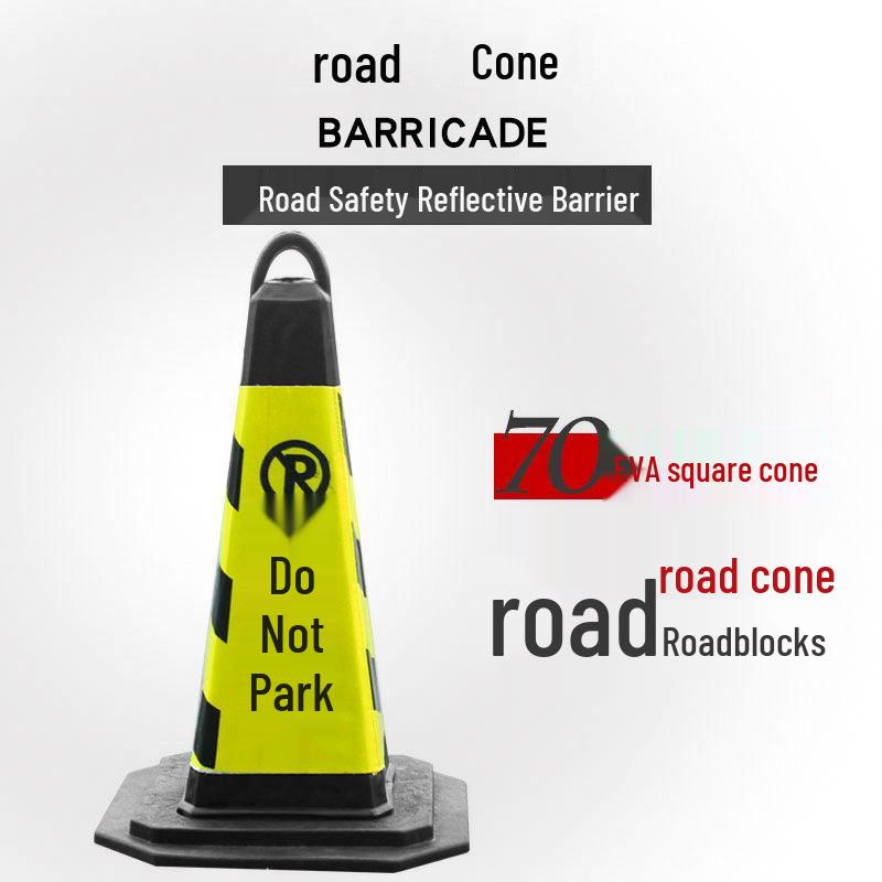 70cm Reflective Rubber Safety Cone - High-Speed Traffic Warning & Isolation Barrier
