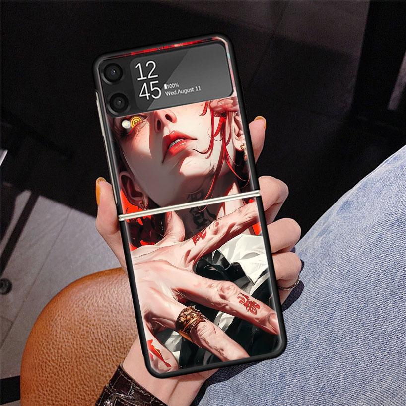 C-Chainsaw Mans Makima Phone Case For Samsung Z Flip 7 6 5 4 3 Galaxy ZFlip7 ZFlip6 ZFlip5 ZFlip4 ZFlip3 5G Print Cover