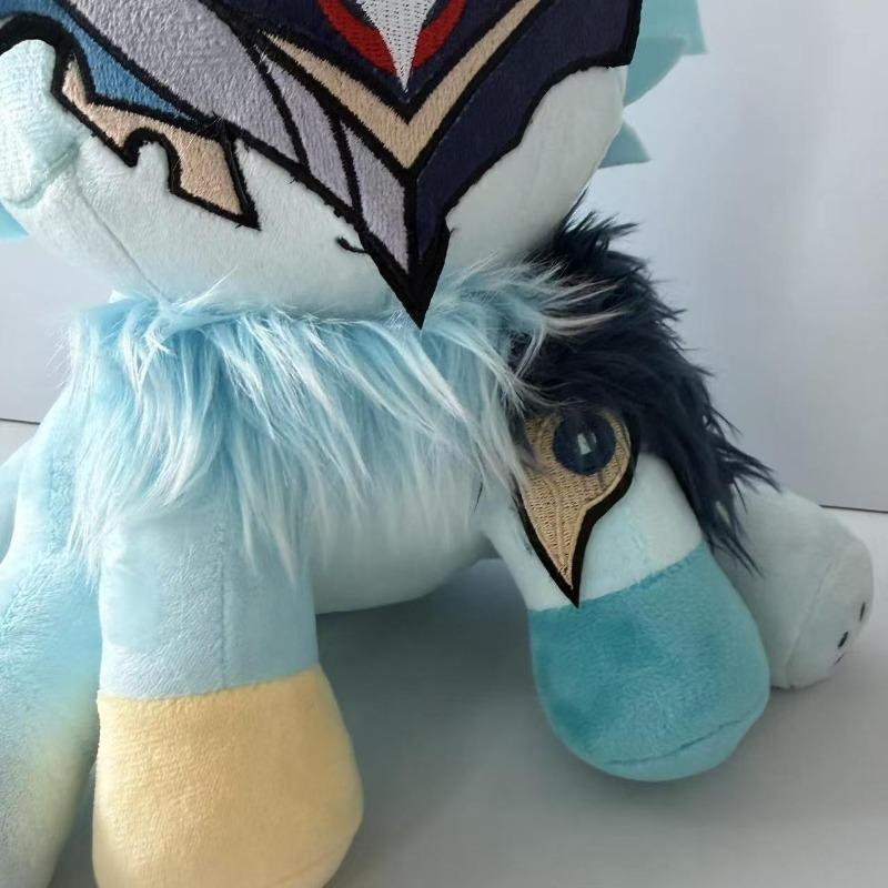 Genshin Impact Il Dottore Katzen-Plüschpuppe Niedliches blaues Katzen-Stofftier Maske Doktor Fatui Harbingers Spiel Fan-Made Sammlerstück Geschenk für Genshin-Fans