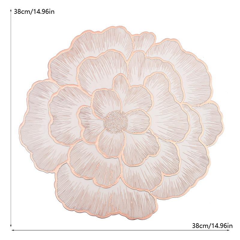 Creative Rose Placemat Nordic Style Table Decoration Mat Gold-plated Home Coaster PVC Non-slip Waterproof Placemat