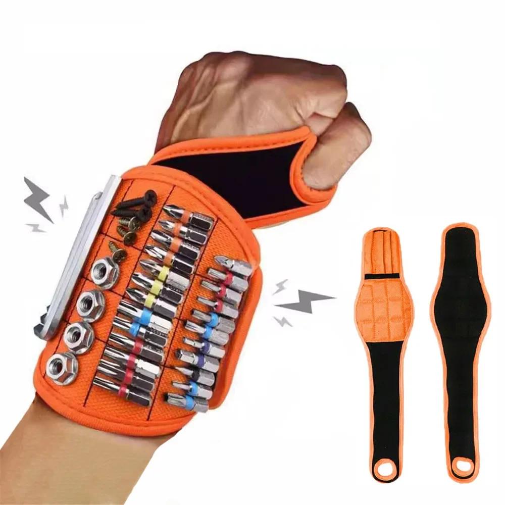 Tool Storage Holder Wrist for Electrician Magnetic Wristband Magnetic Bracelet Screw Nails Drill Bit with Strong Magnets Holds