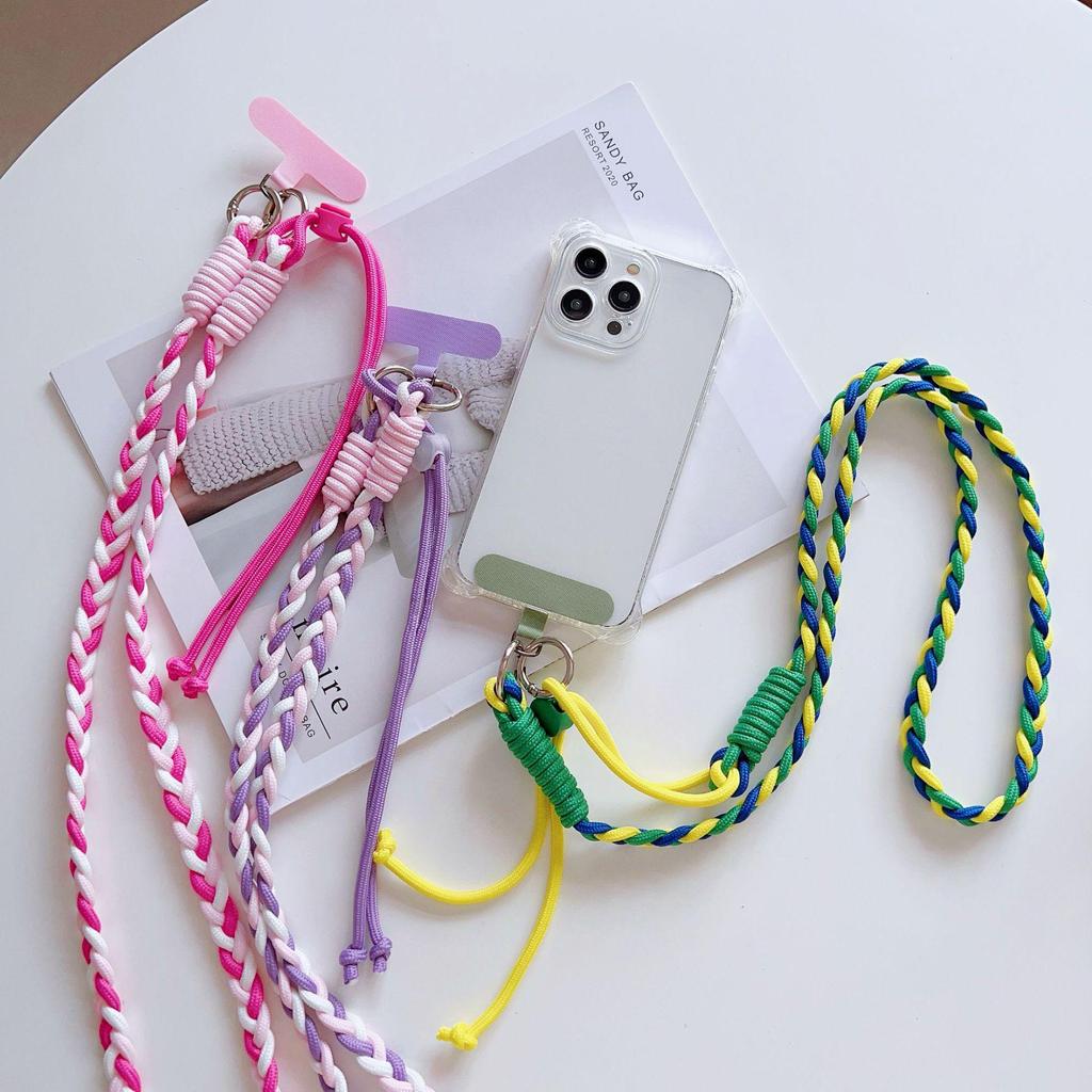 Adjustable Colorful Braided Cross-Body Lanyard with Knot for Phone or Water Bottle