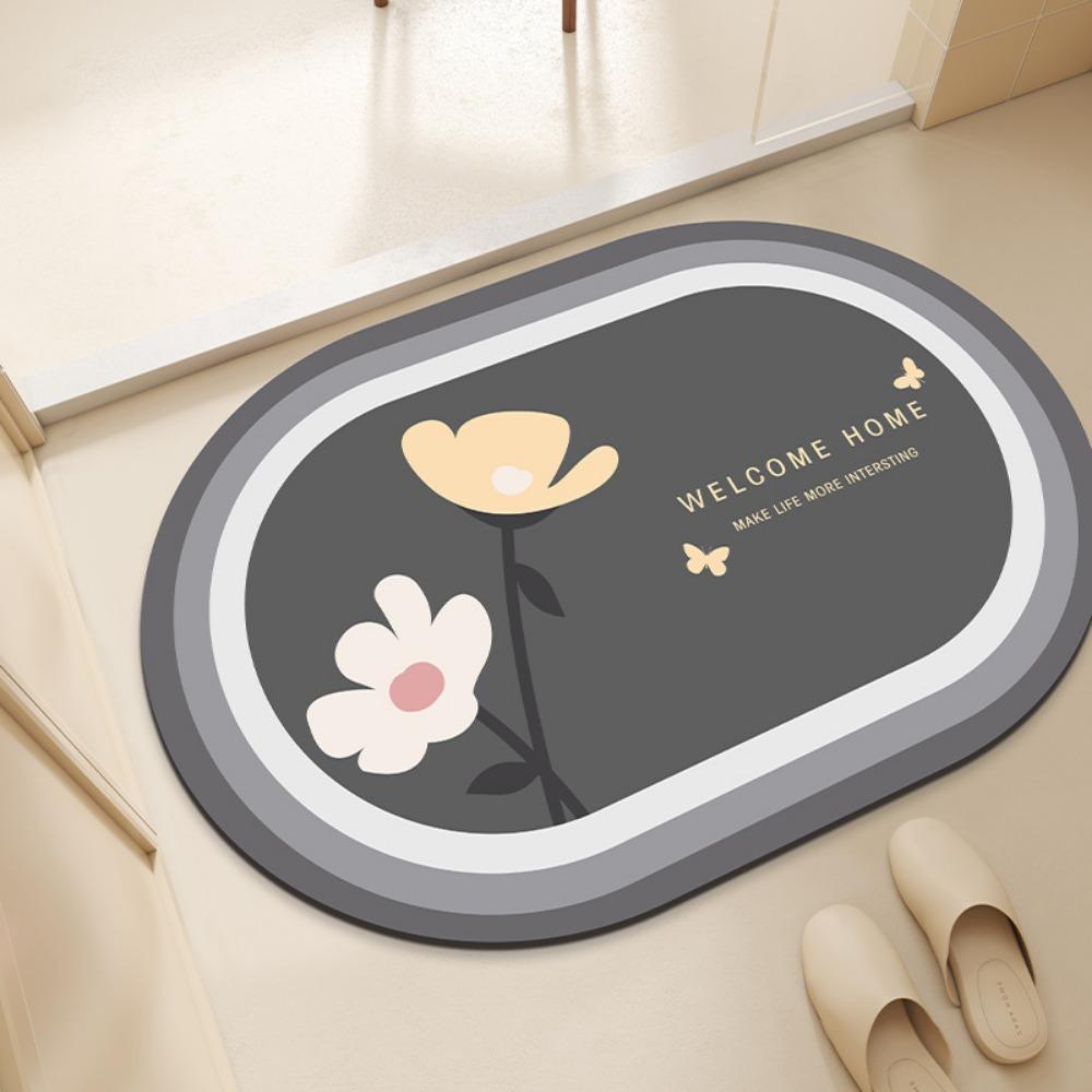 

2 шт. Цветочный диатомовый грязевой коврик для пола, быстросохнущий коврик для ног в ванную, нескользящий коврик для туалета, впитывающий коврик для двери 40*60cm