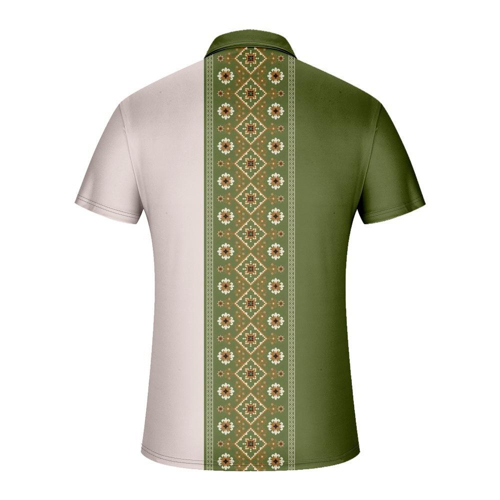 Men'S Casual 3D Digital Printing Short Sleeve Zipper Polo Shirt Men'S Clothing