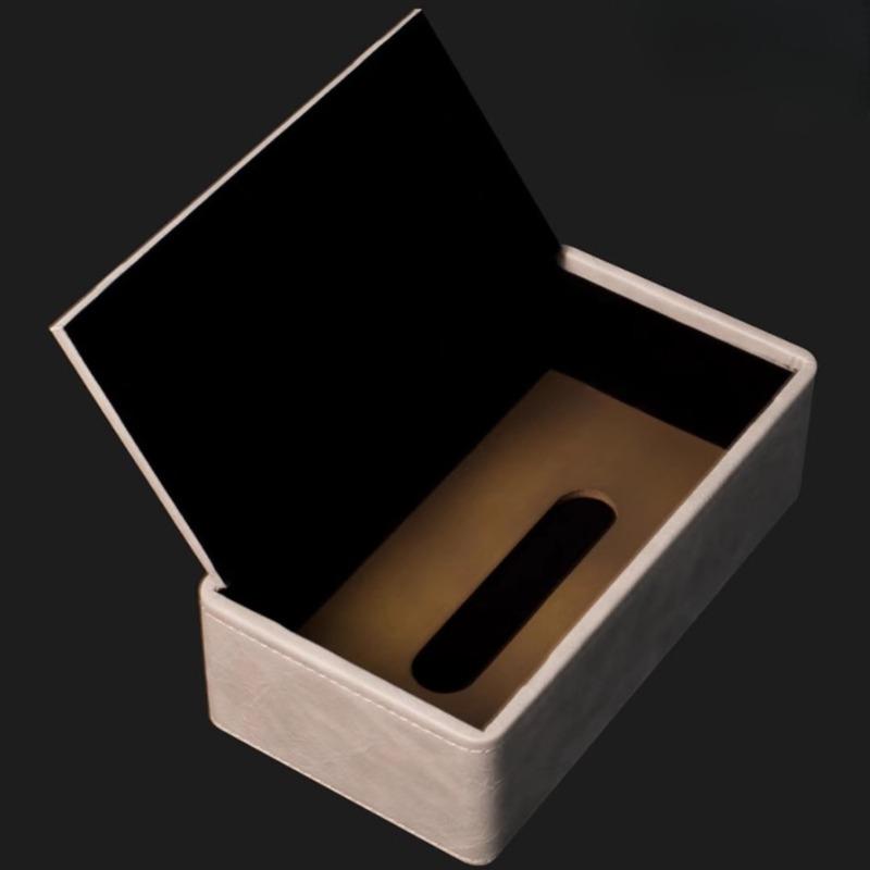 Wooden Tissue Box Leather Tissue Case Aesthetic Rectangular Napkin Boxes Elegant Luxury Napkin Storage Cases Table Decorations